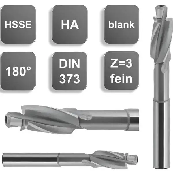 M5 / 5,5 auf 10 x 80 - d2=8 mm ✓ HSS-CO5-Flachsenker, Zapfensenker 180°, mittel, DIN373, Z=3