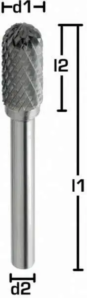 10,0 x 20 x 65 - d2=6 mm ✓ VHM-Frässtift Walzenrundform, Hartmetall Rotierfräser (Rotary) Kreuzverzahnt bis 45 HRC