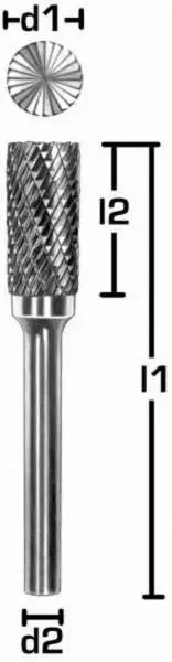 16,0 x 25 x 75 - d2=6 mm ✓ VHM-Frässtift Zylinder mit Stirnverzahnung Hartmetall-Frässtift bis 45 HRC