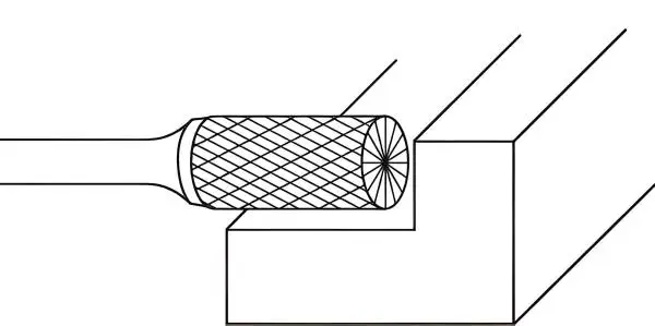 10,0 x 25 x 75 - d2=6 mm ✓ VHM-Frässtift Zylinder mit Stirnverzahnung Hartmetall-Frässtift bis 45 HRC