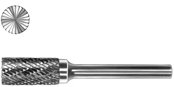 10,0 x 25 x 75 - d2=6 mm ✓ VHM-Frässtift Zylinder mit Stirnverzahnung Hartmetall-Frässtift bis 45 HRC