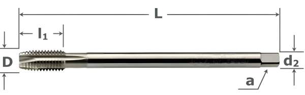 M4 ✓ HSSE Maschinengewindebohrer, Gewindeschneider überlang Durchgangsloch, DIN371, 6H, Form B, bis 800 N/mm²