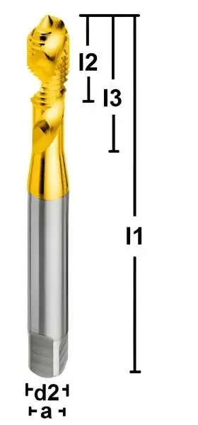 M6 ✓ HSS-E Maschinenegewindebohrer Form C, Sackloch Gewindebohrer für Alu, Z=2 mit ZrN-Beschichtung