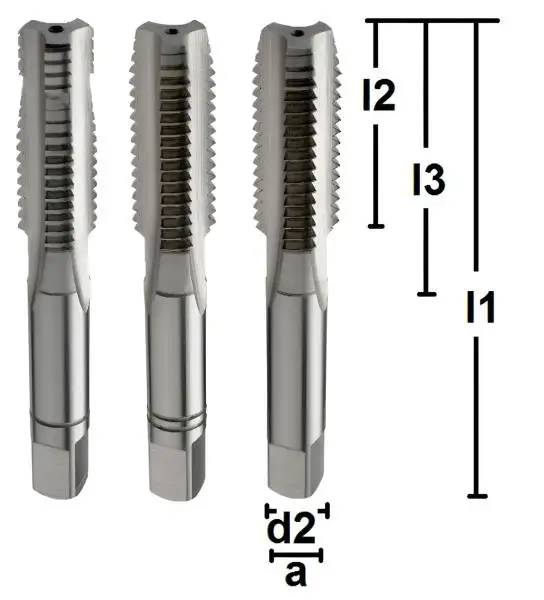 M5 ✓ HSSE Handgewindebohrer Satz 3-teilig (1-2-F) 6HX, gerade genutet, DIN 352, für Inox