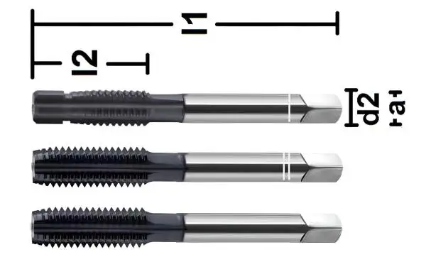 M12 ✓ HSSE/PM Handgewindebohrer Satz 1-2-F für gehärtete Stähle mit Spezialbeschichtung, DIN352, 6HX