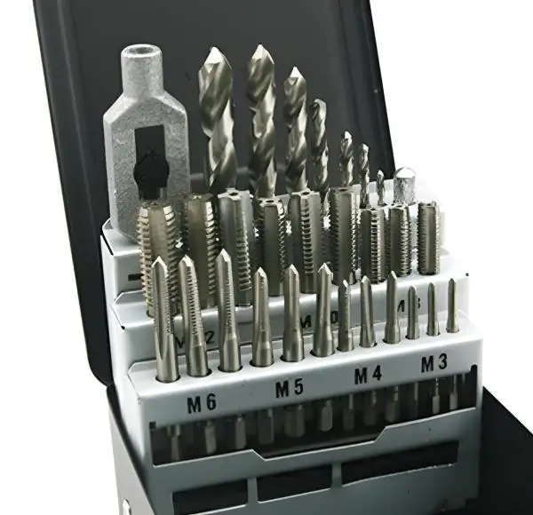 Gewindebohrer 29 teilig Set M3 - M12 Handgewindebohrer als Satz und Kernlochbohrer Gewinde