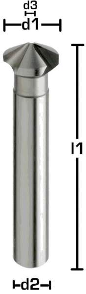 10,4 x 48 mm, d2=6 mm ✓ HSSE-Kegelsenker 120°, Senker, Entgratsenker, Z=3, blank
