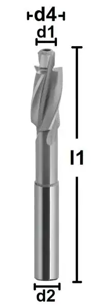 M6 / 6,6 auf 11 x 80 - d2=8 mm ✓ HSS-CO5-Flachsenker, Zapfensenker 180°, mittel, DIN373, Z=3