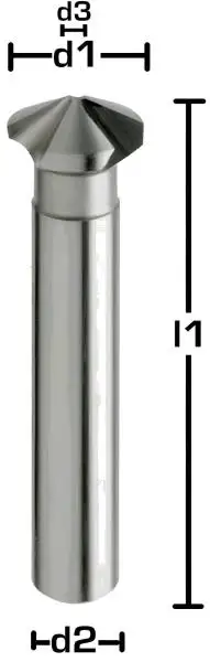 16,5 x 57, d2=10 mm ✓ HSSE-Kegelsenker 120°, Senker, Entgratsenker, Z=3, blank