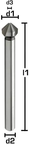 12,4 x 158 - d2=8 mm ✓ HSS-E Kegelsenker 90°, Senker überlang/extralang, Z=3, Form C, blank