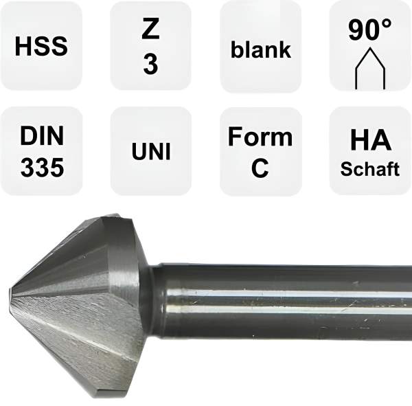 20,5 mm ✓ HSS Kegelsenker, Senker 90°, Entgratsenker, Senkbohrer nach DIN335 Form C