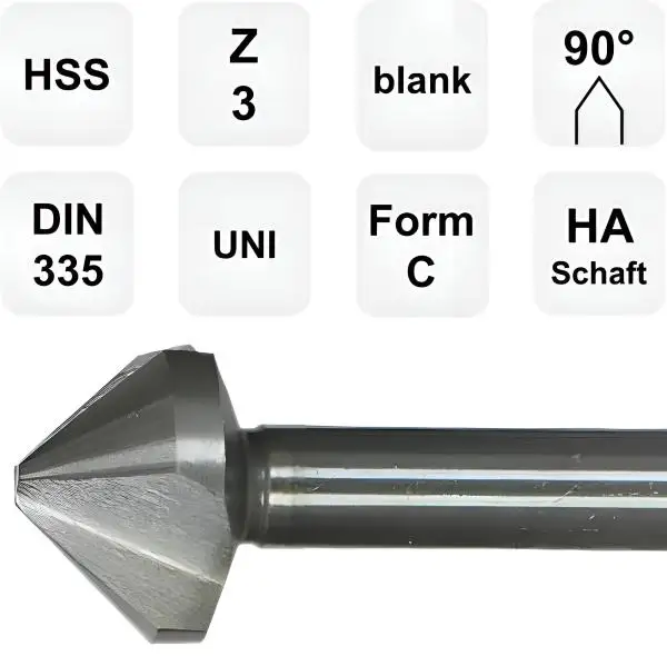 12,4 mm ✓ HSS Kegelsenker, Senker 90°, Entgratsenker, Senkbohrer nach DIN335 Form C