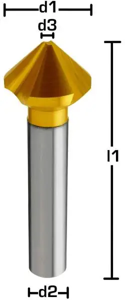 4,3 x 40 - d2=4 mm ✓ HSSE Kegelsenker 90°, Entgratsenker, DIN335, Z=3, Form C, TIN