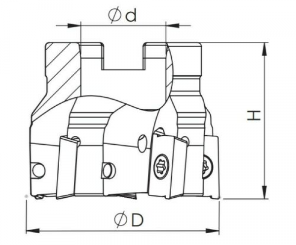 125 mm - Z=9 ✓ Eckfräser Messerkopf 90° für APKT1604 Wendeplatten