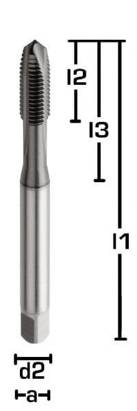 M10 ✓ HSSE Gewindebohrer, Durchgangsloch, DIN 371, Hardlube, 6H, Schälanschnitt, Form B