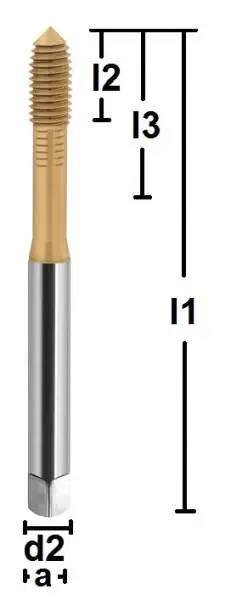 M10 ✓ HSSE/PM-Gewindeformer, Gewindefurcher DIN371, Form C, 6HX, TIN-beschichtet