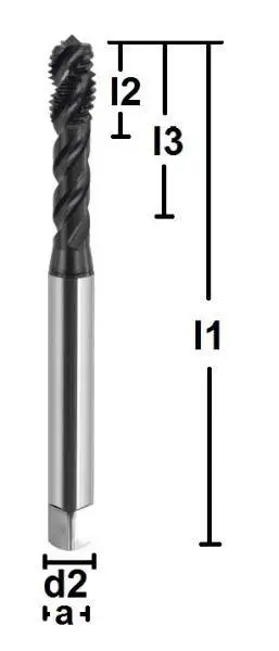 M12 ✓ HSSE/PM Gewindebohrer 45°, Sackloch, DIN 376, Hardlube, 6HX, Form E