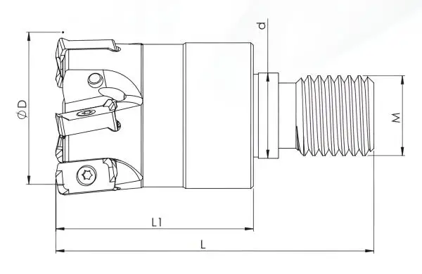 17 mm - Z=2 ✓ Einschraubfräskopf (Modular), Messerkopf, Planfräser für LOGU0303 KYCR mit IK