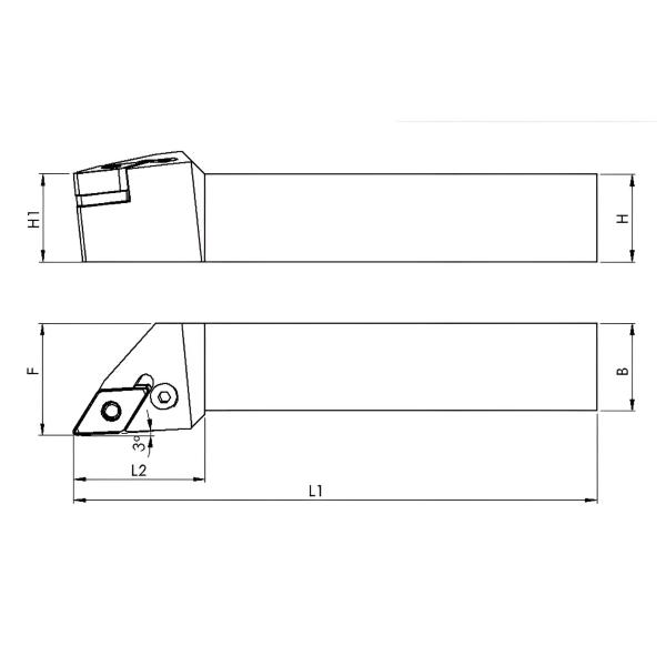 25 x 25 PDJNR Rechts ✓ Drehmeißel, Drehhalter 93° für DNMG15 Wendeplatten