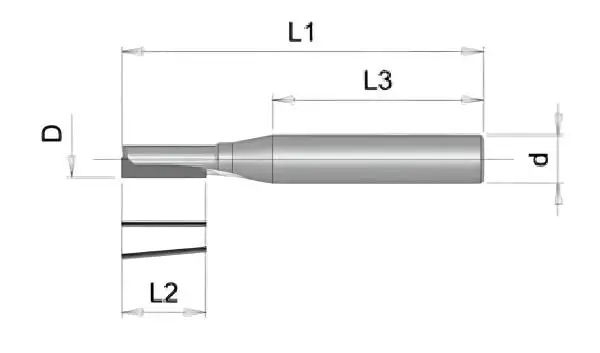 5,0 x 12 x 40 x 60 - d2=6 mm ✓ PKD Fräser Z=1, Holzfräser mit geradem Nut, Diamantfräser (VHM Schaft), CNC Fräser