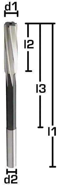 HSSE-Maschinenreibahle, Reibahle mit Linksspirale, rechtsschneidend, DIN 212, Form B
