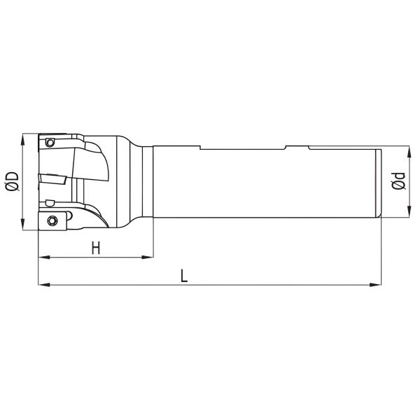 [DUPLICATE] 18 x 100, d2=16 mm ✓ Schaftfräser für APKT1003, Z=2 Fräser, Wendeplattenfräser