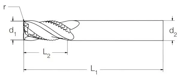 8,0 x 19 x 63 - d2=8 mm ✓ VHM HPC Schrupp-Schlicht-Fräser, 39/40°, Z=4, ProCoat (PVD-Beschichtung), Akviya KâFi Hochleistungsfräser