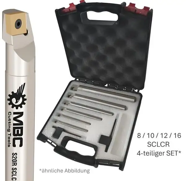 8 / 10 / 12 / 16 mm ✓ Bohrstange-SET SCLCR 95°, Halter-Satz im Koffer Rechts für CCMT06 / CCGT06-Wendeschneidplatten