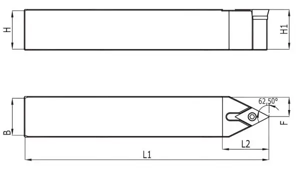 12 x 12 SDNCN ✓ Drehhalter, Drehstahl 62,5° für DCMT07 / DCGT07 Wendeplatten