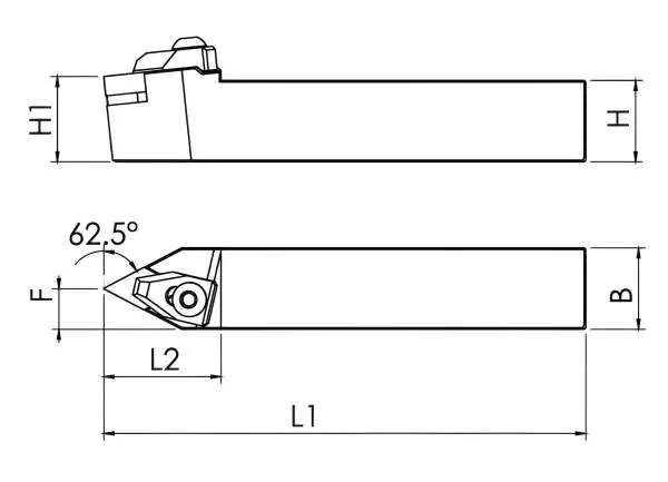 16 x 16 x 100 TDNNN ✓ Drehhalter 62,5° Neutral für DNMG11 Wendeplatten, Klemmdrehhalter