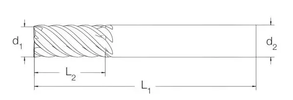 6,0 x 15 x 57 - d2=6 mm ✓ VHM Schruppfräser, Z=4, TiSiN beschichtet, Typ HR