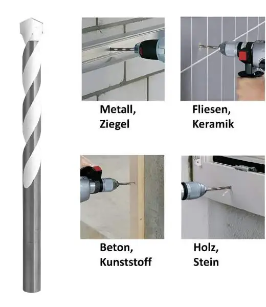 3 mm ✓ Mehrzweckbohrer Multi-Construction, Universalbohrer Beton, Kunststoff, Fliesen, Holz