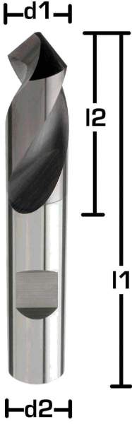 10,0 x 20 x 70 - d2=10 mm ✓ VHM-NC-Anbohrer 120° bis 60 HRC mit Beschichtung, HB Schaft