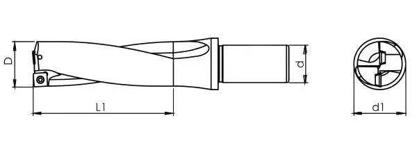 17,5 mm ✓ Wendeplattenbohrer 3xD, Vollbohrer mit Innenkühlung für SPMG / SPMT Bohrwendeplatten