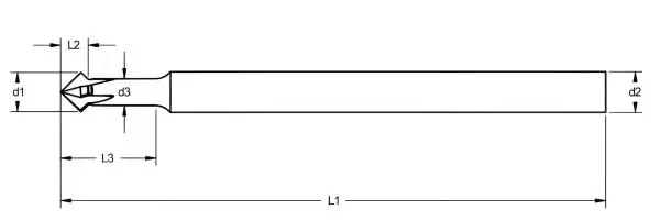 3,0 x 90° x 75 mm ✓ VHM Vor- und Rückwärtsentgrater überlanger Fasenfräser, Entgrater mit TiSiN Beschichtung