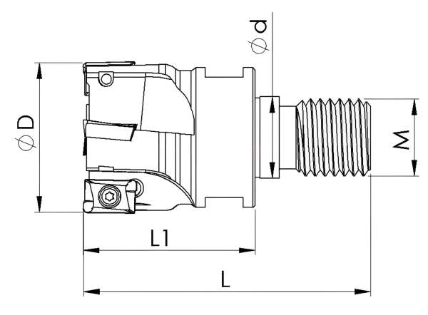 35 mm - Z=4 ✓ Eckfräser, Einschraubfräskopf, Modularer Planfräser 90° für APKT1003 Wendeplatten