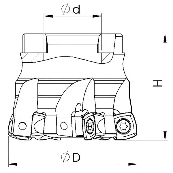 50 mm - Z=5 ✓ Eckfräser, Messerkopf, Fräskopf für XDPT0904 Wendeplatten mit Innenkühlung