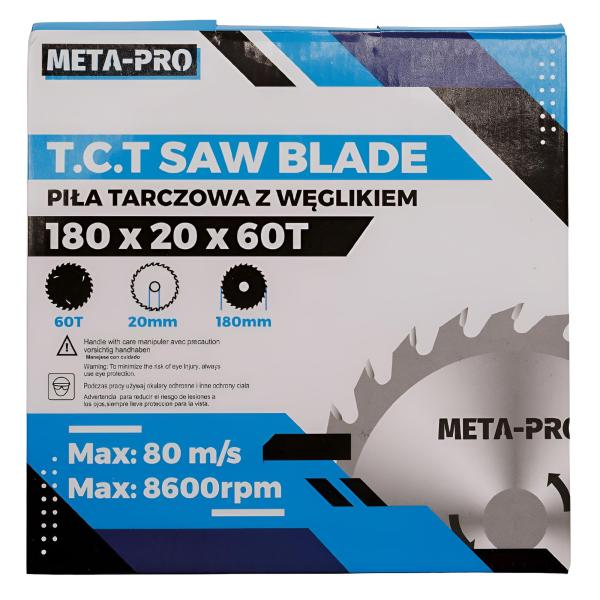 Holzsägeblatt 180 mm Z=60 20 mm Bohrung Industrie Kreissägeblatt Meta-Pro