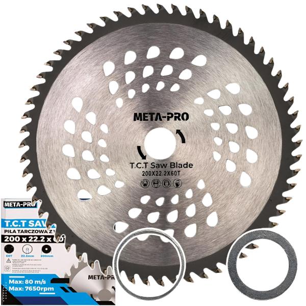 Hartmetall Holzsägeblatt 200 mm mit 22,2 mm Bohrung und Z=60 Verzahnung