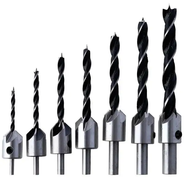 Holzbohrer-Set mit Senke 3 / 4 / 5 / 6 / 7 / 8 / 10 mm 7-Teilig, Holzspiralbohrer Satz