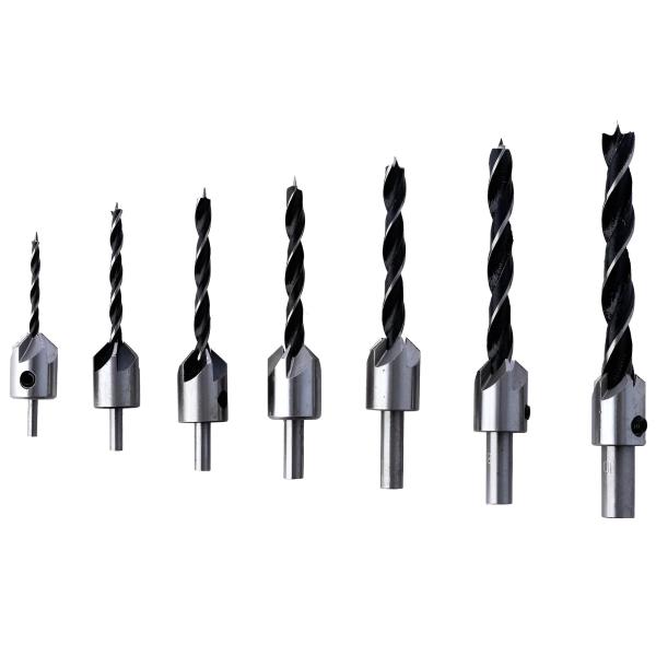 Holzbohrer-Set mit Senke 3 / 4 / 5 / 6 / 7 / 8 / 10 mm 7-Teilig, Holzspiralbohrer Satz