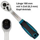 Ratsche 1/8 Zoll 72 Zähne 160 mm Cr-V Stahl Profi Knarre Meta-Pro