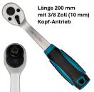 Ratsche 3/8 Zoll 72 Zähne 200 mm Cr-V Stahl Profi Knarre von Meta-Pro